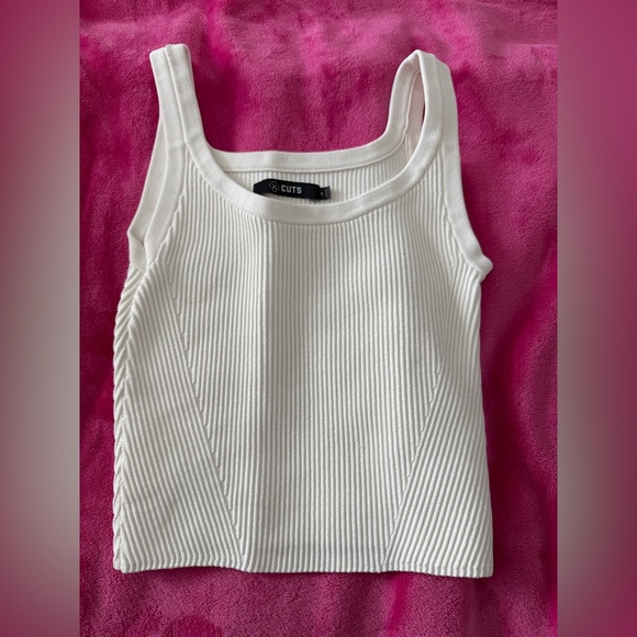 White Ribbed Tank Top - Picture 1 of 3